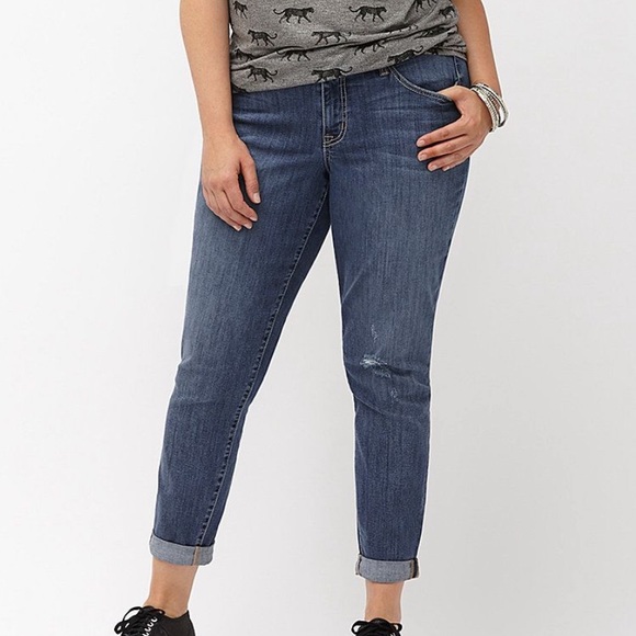 Lane Bryant Denim - Lane Bryant Genius Fit Boyfriend Jeans Distressed